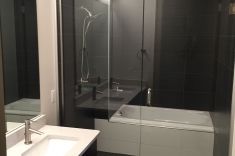 Modern European Shower Doors and Fully Tiled Baths
