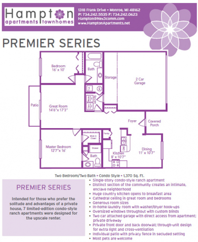 Hampton Apartments Premier Series 2 Bedroom Floorplan