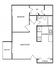 Washington Place Apartments 1 Bedroom Upper Level Floorplan