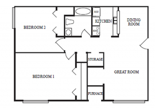 Washington Place Apartments 2 Bedroom Lower Level Floorplan